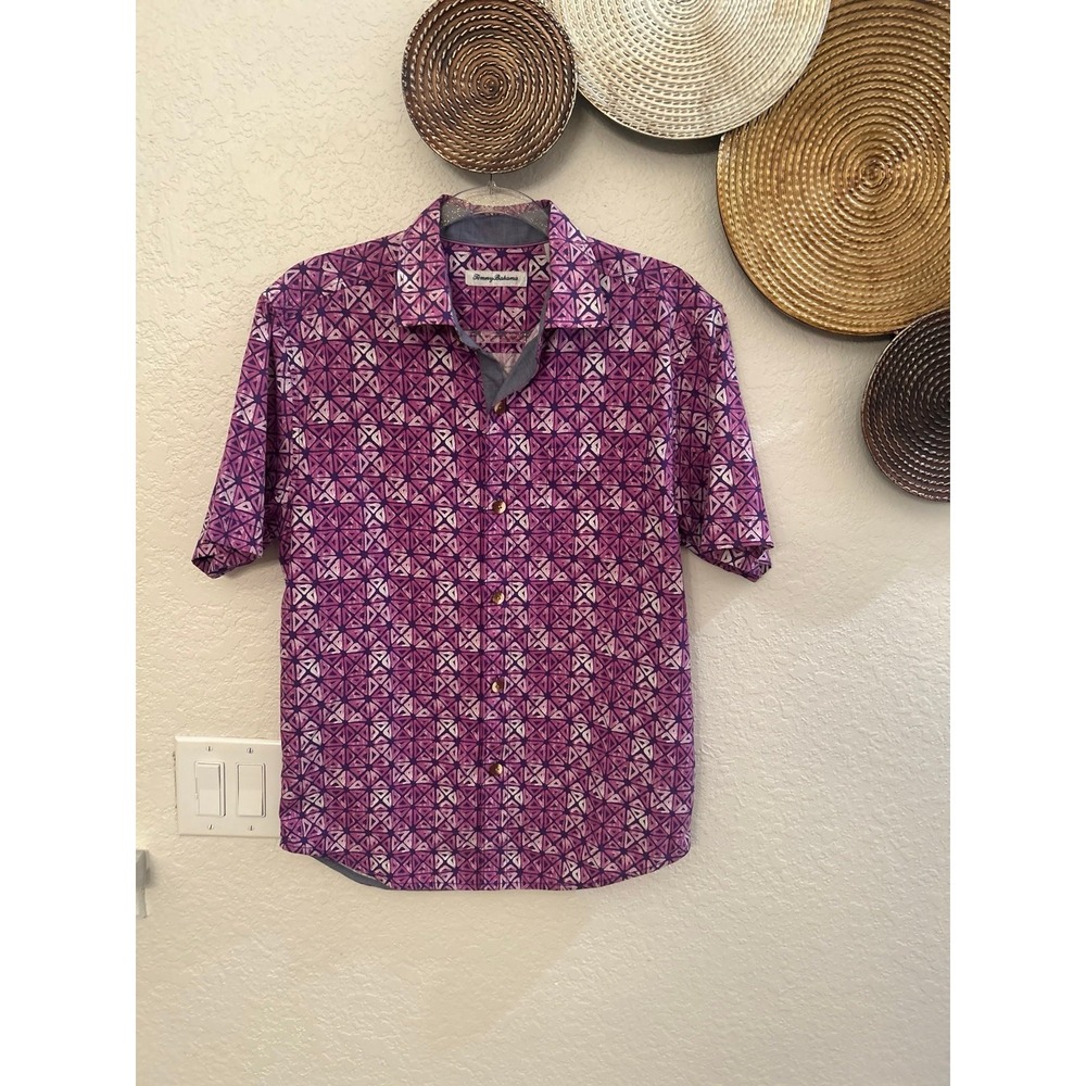 TOMMY BAHAMA Purple Geometric Short Sleeve Shirt‎ Size Small